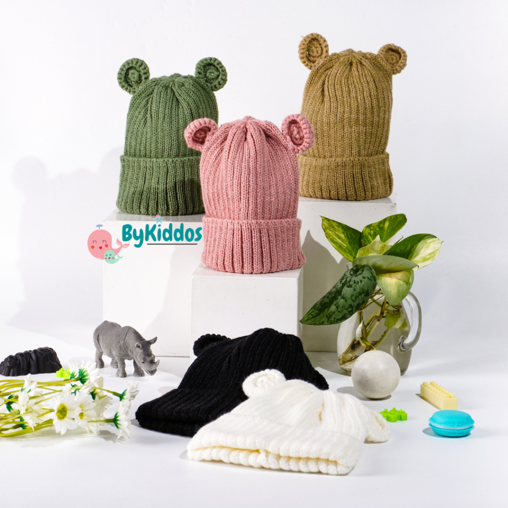 ByKiddos - Topi Rajut Anak Motif Kuping / Topi Rajut Bayi Motif Kuping / Topi Kupluk