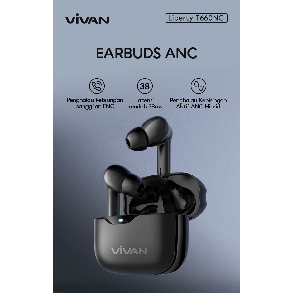 Vivan Liberty T660NC Earbuds ANC ENC TWS Earphone Bluetooth 5.3