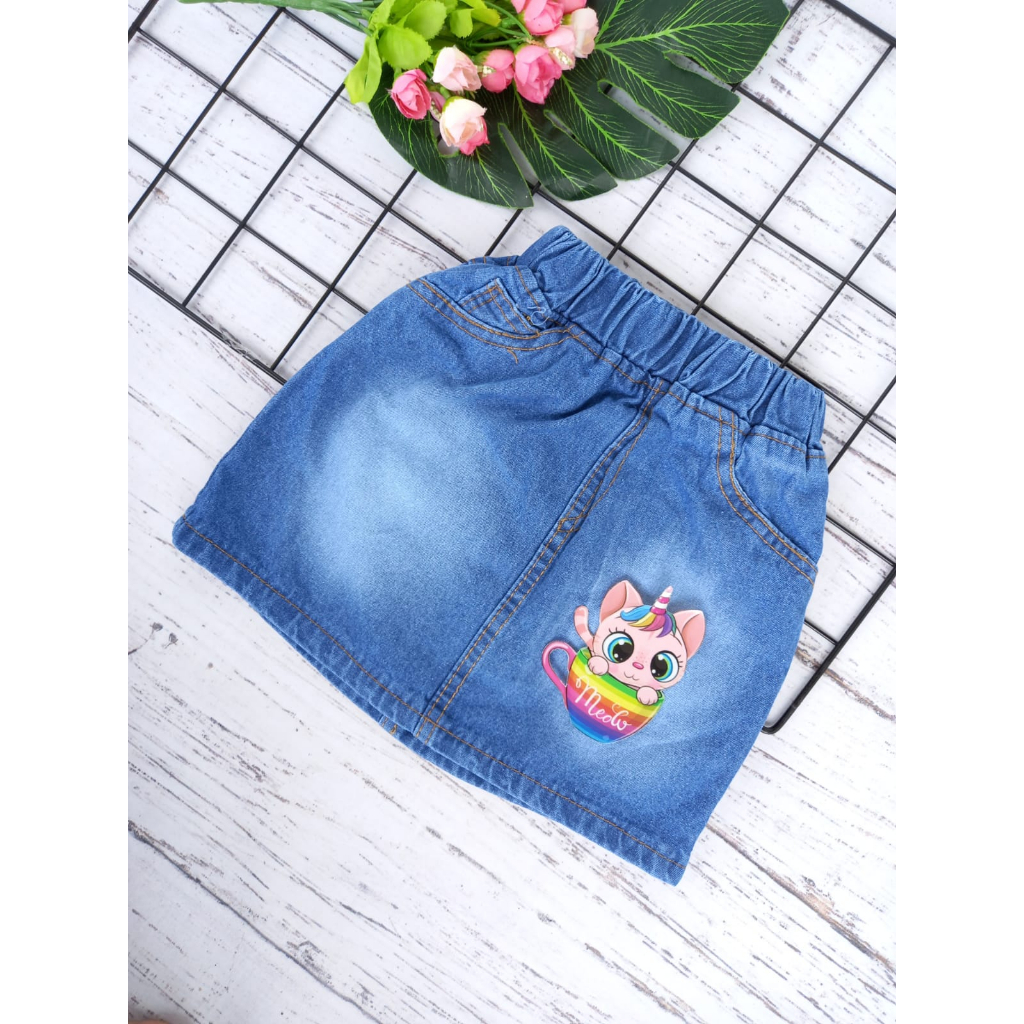 STELAN ROK DAN KAOS/ROK JEANS ANAK/KAOS KARAKTER ANAK 1-6 TAHUN