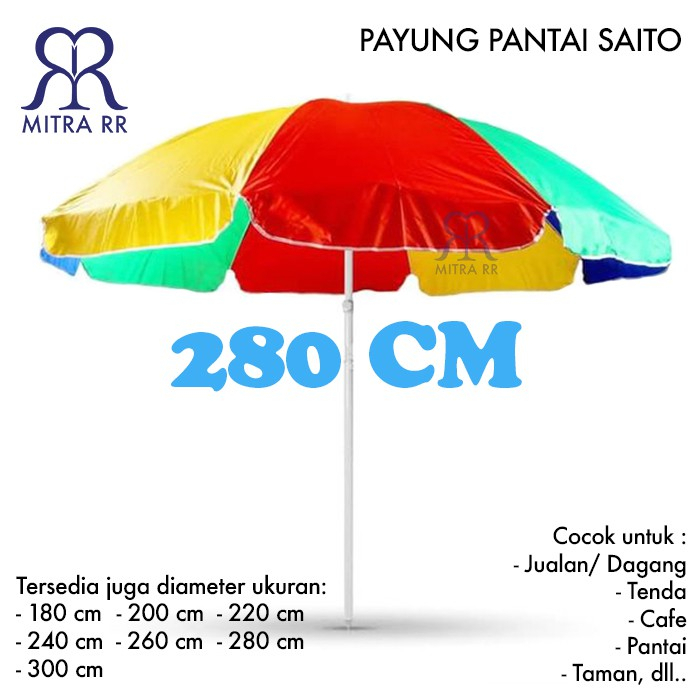 Payung Pantai Pelangi Parasol Saito 280cm - Payung Jualan Payung Dagang 280cm