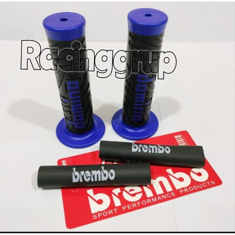 master 619store {PAKET 2 in 1} HANDGRIP BAD SHARK + KARET HANDLE REM UNIVERSAL BIRU