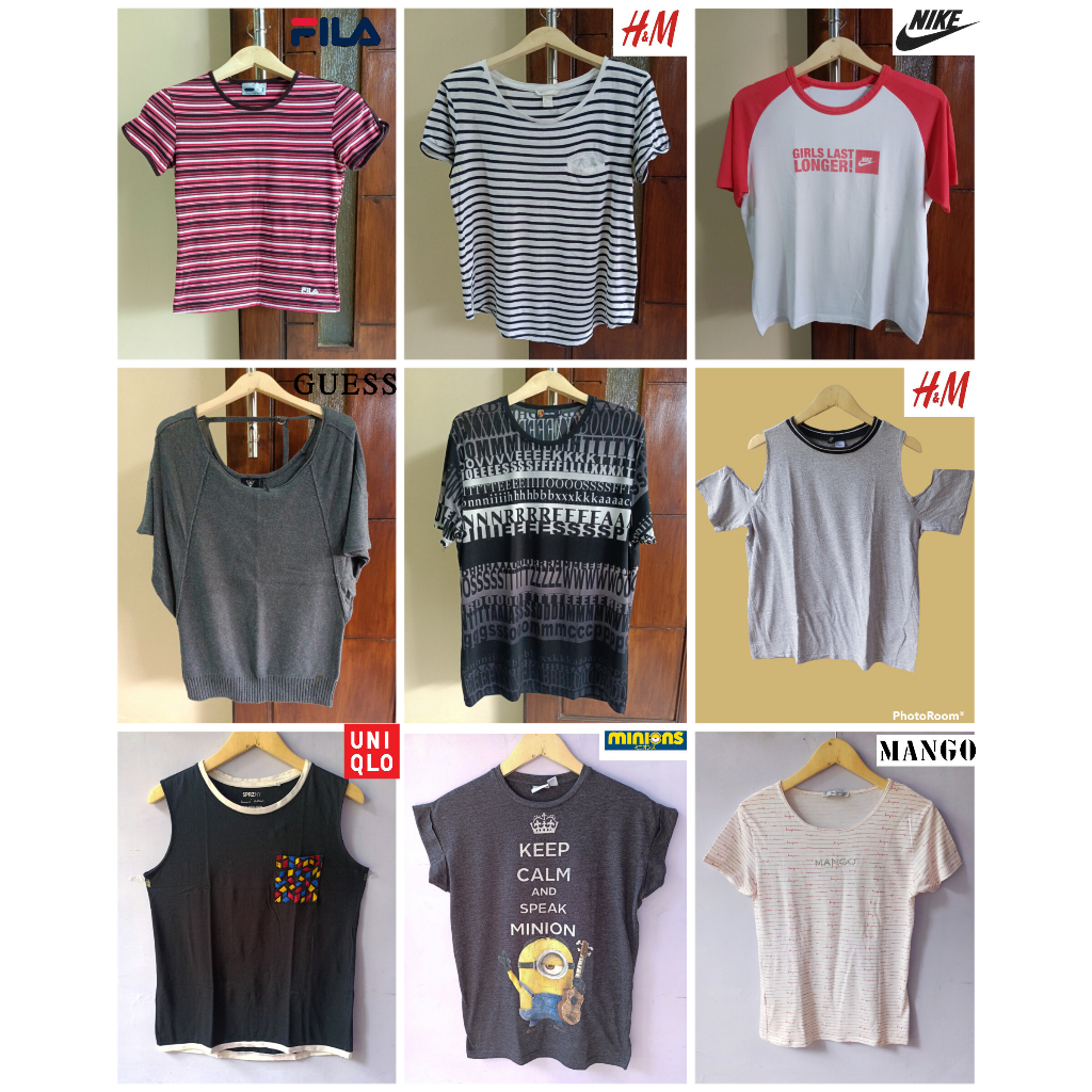 Kaos Uniqlo / Fila /  H&M Second Preloved