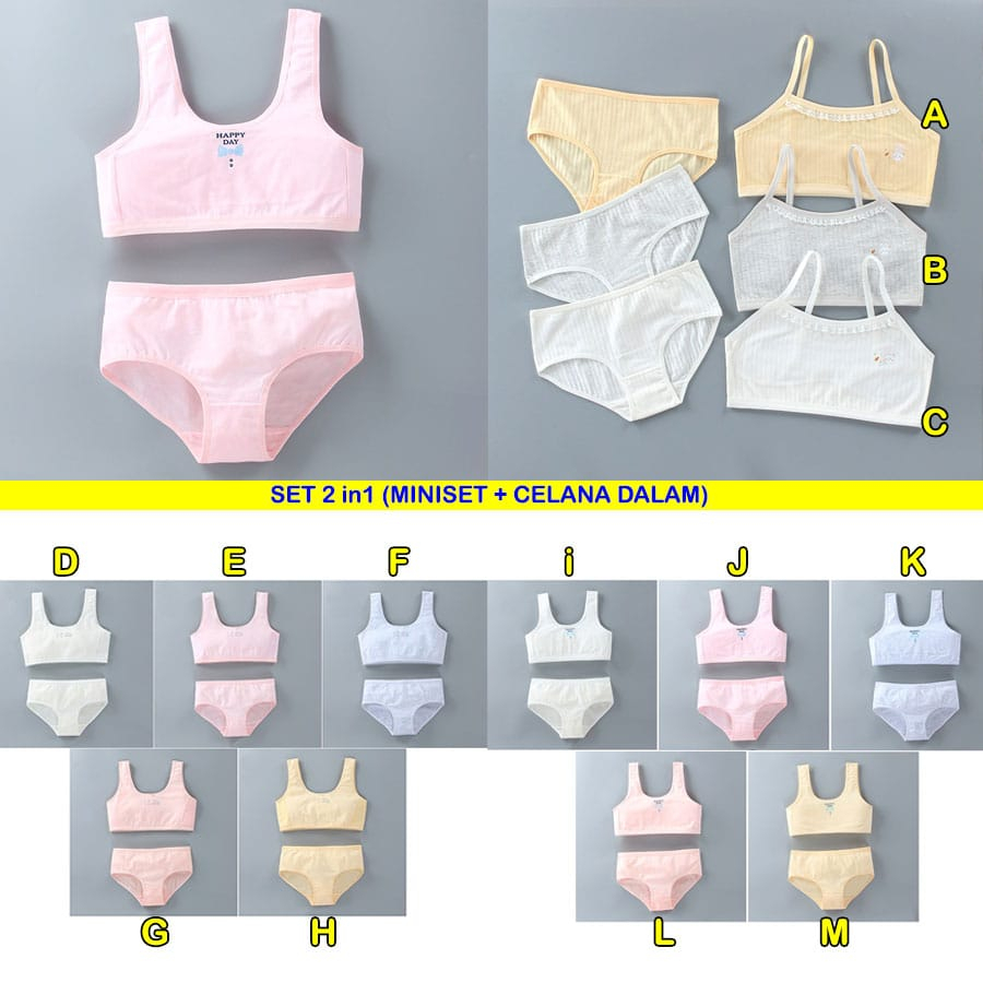 Miniset / Bra Anak Remaja Karakter Dengan Celana Dalam