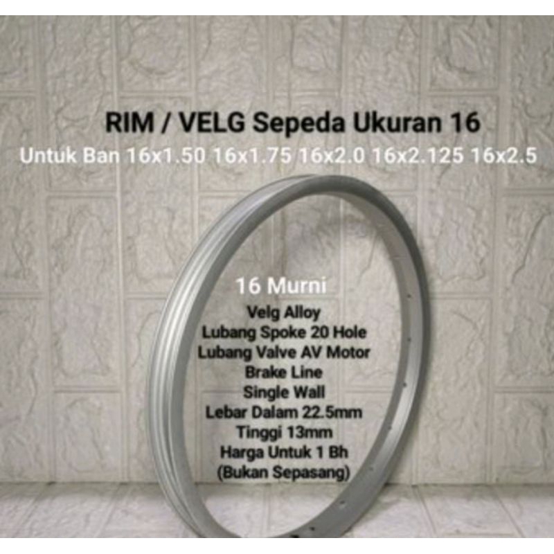 velg rims 16 murni  sepeda mini