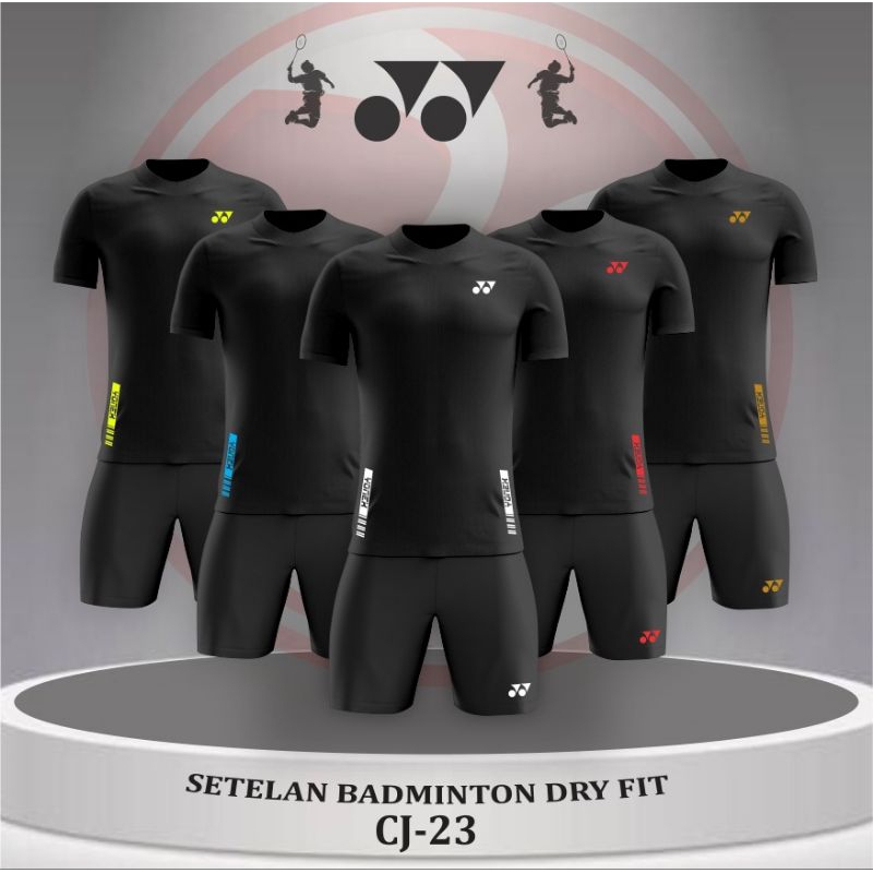 Baju celana bulutangkis drifit jersey badminton drifit hitam