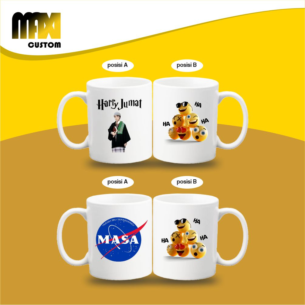 MUG KARAKTER / MUG PLESETAN LUCU / MUG LUCU /  Gelas Standar Desain LUCU (MUG STANDAR) (MUG CUSTOM) 