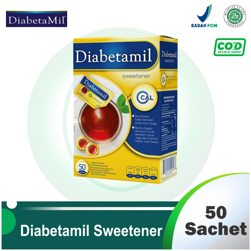 

Diabetamil Sweetener 50 Sachet - Bebas Gula dan Rendah Kalori