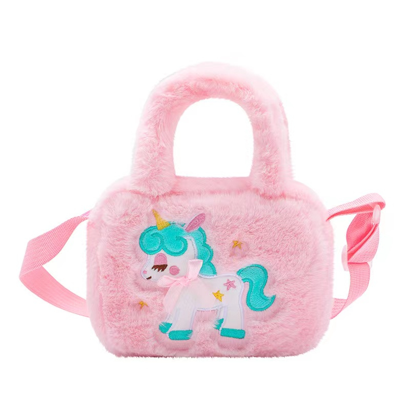 Baru tas persegi kecil lucu tas tangan anak-anak kartun unicorn tas bahu persegi mewah TK gadis Messenger