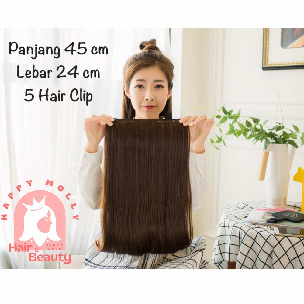 Hair Clip Extension - Highlight Rambut Sambung Palsu - Fashion Wanita Korea - Headpiece Warna Warni W8125 ( Group )