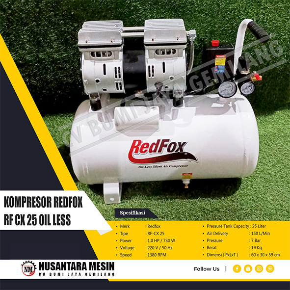 MESIN KOMPRESOR UDARA / COMPRESSOR REDFOX RF - RC CX 25 OIL LESS