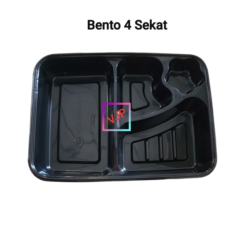 Eceran Mika Tray Bento Hitam Bintang Sekat 4