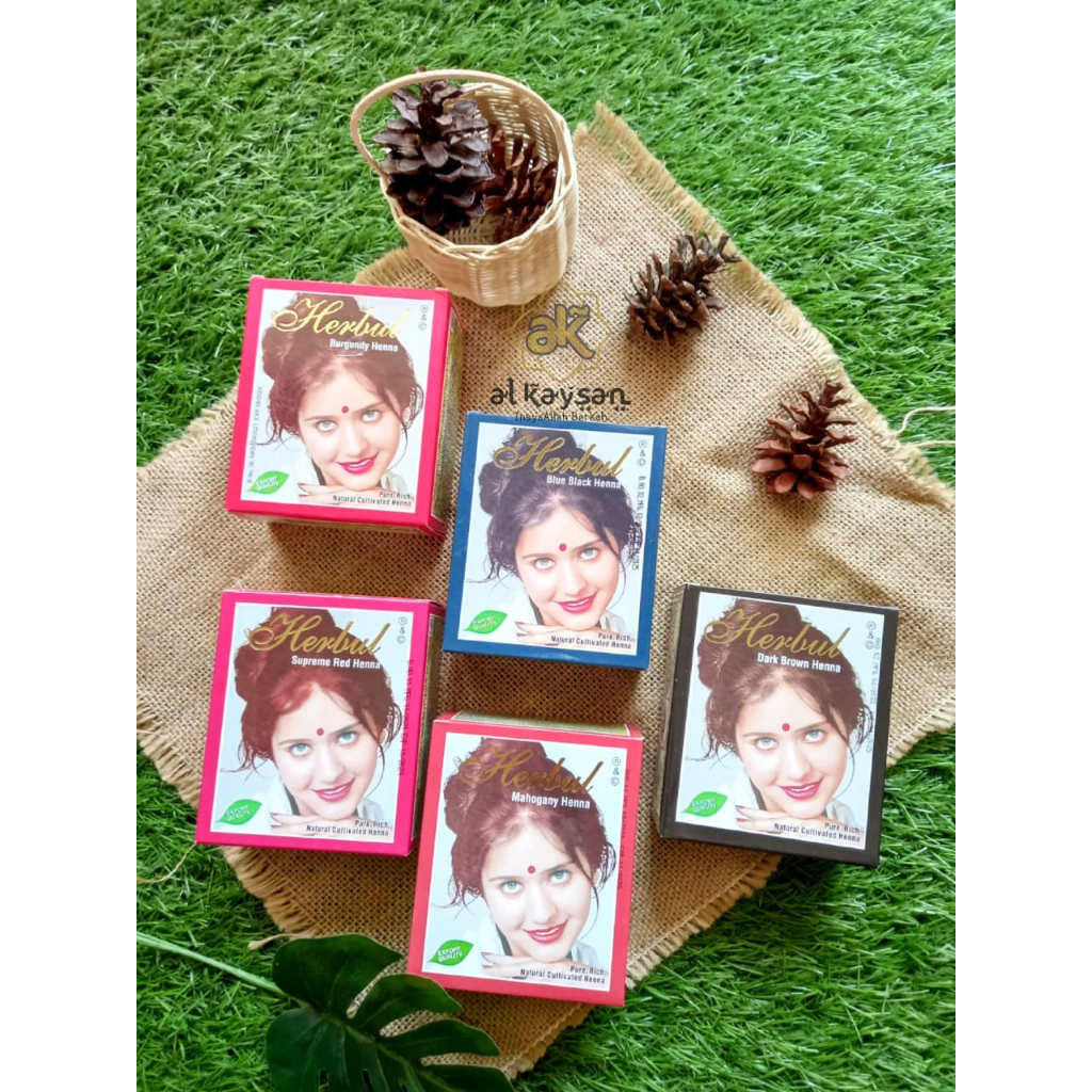 PEWARNA RAMBUT HERBUL BURGUNDY HENNA HALAL TERMURAH