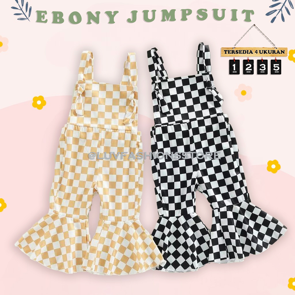 IL - EBONY JUMPSUIT ANAK PEREMPUAN MOTIF KOTAK / PAKAIAN ANAK PEREMPUAN RIB PREMIUM