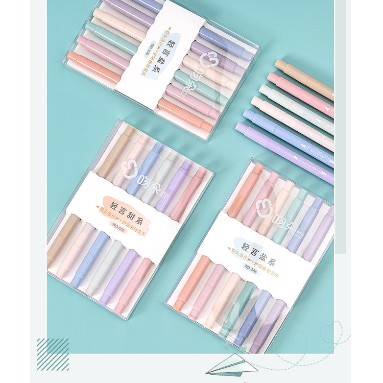 

Highlighter SET 6 colors Morandi Macaron / Penebal spidol 1 set isi 6 warna pastel