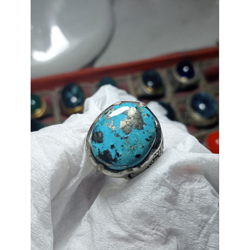 batu cincin pirus Persia badar perak original