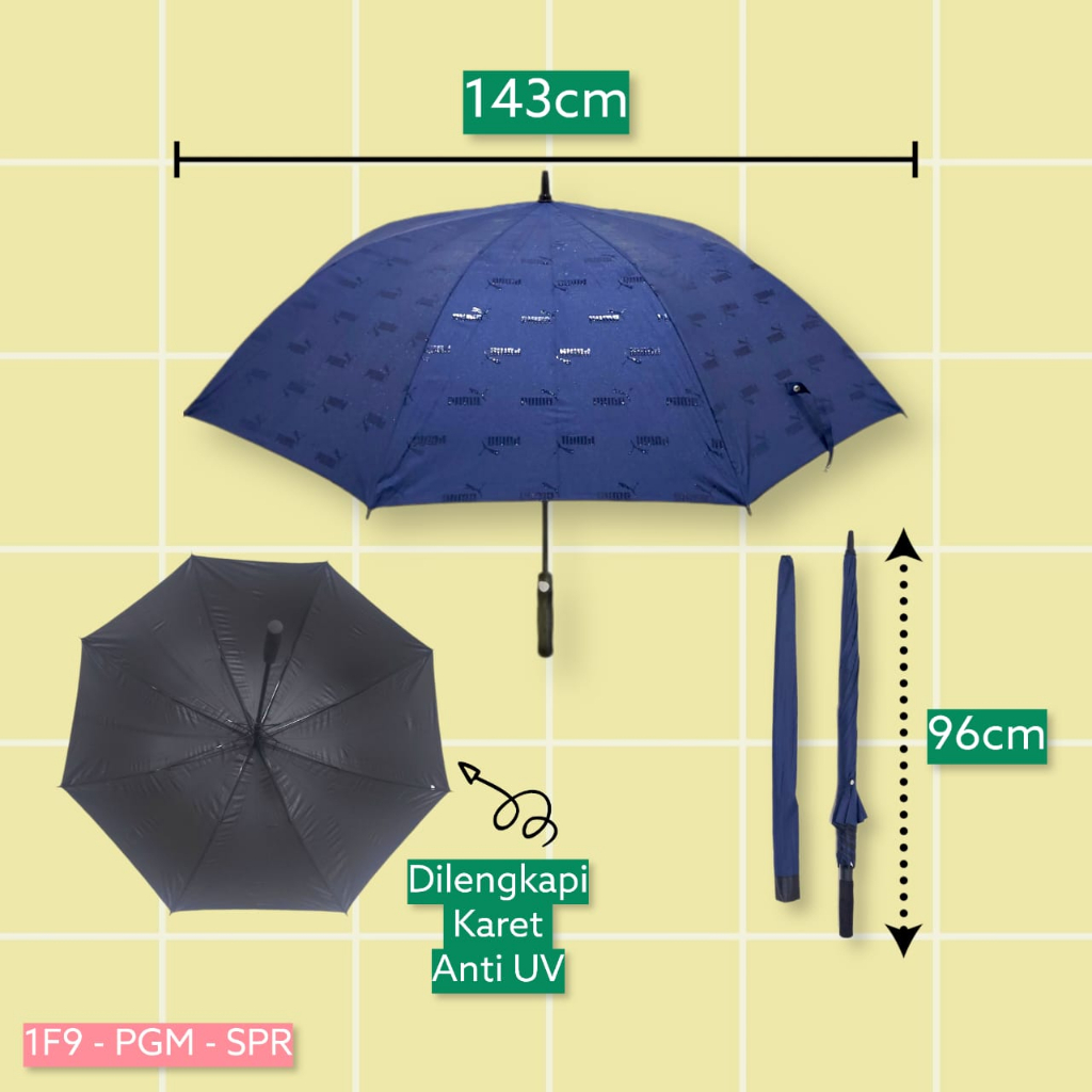 Payung Golf 3D Magic Motif Sport Brand Anti UV (Free Bubble Wrap Dus)