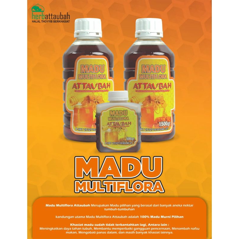 

Madu Multiflora At-taubah 1500gr Asli dan murni tanpa campuran gula