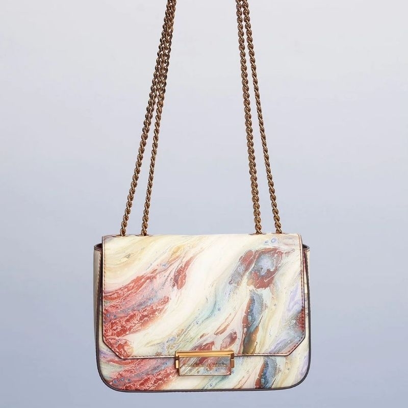 8.8 SALE | CK Double Chain Link Crossbody Bag / CK Swirl-Print Push Lock Chain Handle Bag