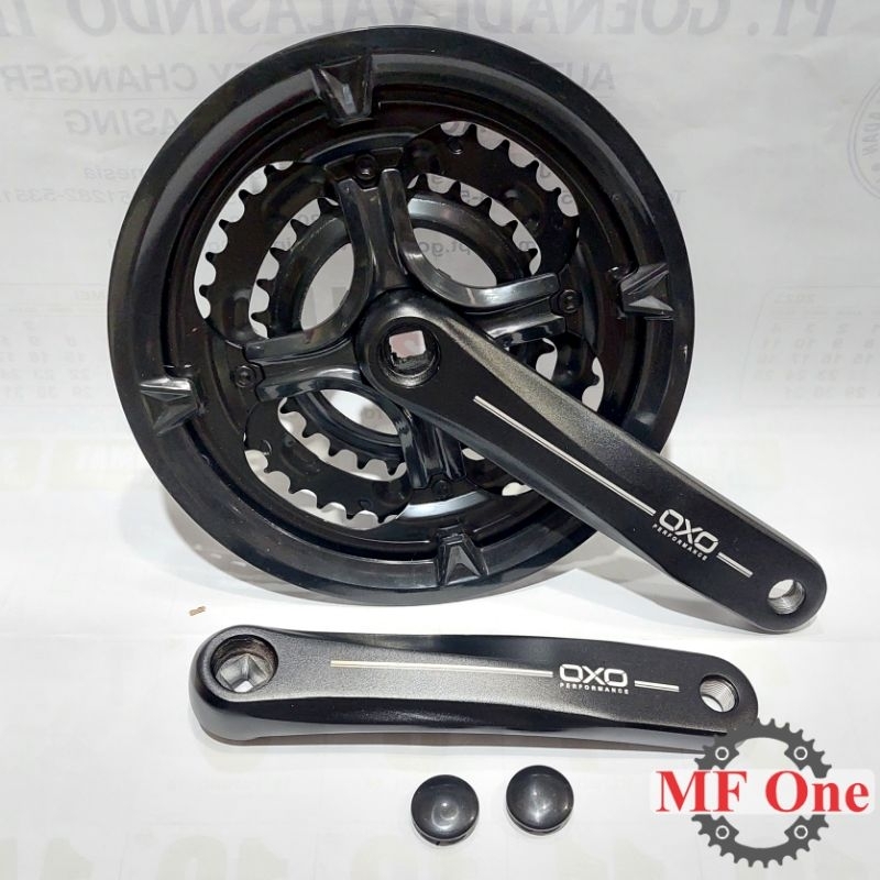 Crank Oxo CW49 Triple 48-38-28T Arm 170 Alloy 3 Speed dengan Cover Piringan Gir Tengah