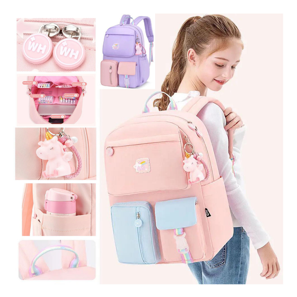 Tas Laptop Ransel Punggung School Backpack Unicorn Size 14 15 16 inch