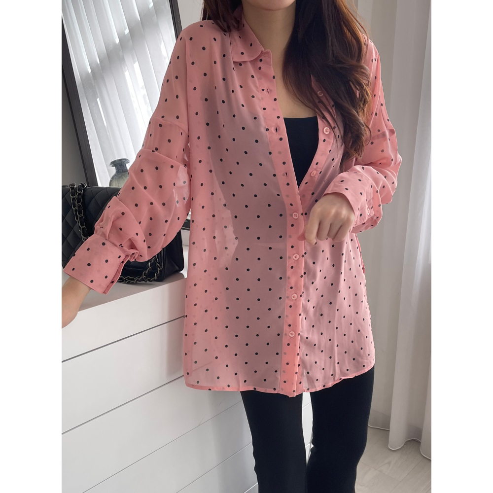 Kadaka T-0377 Kemeja Wanita Chiffon Polkadot