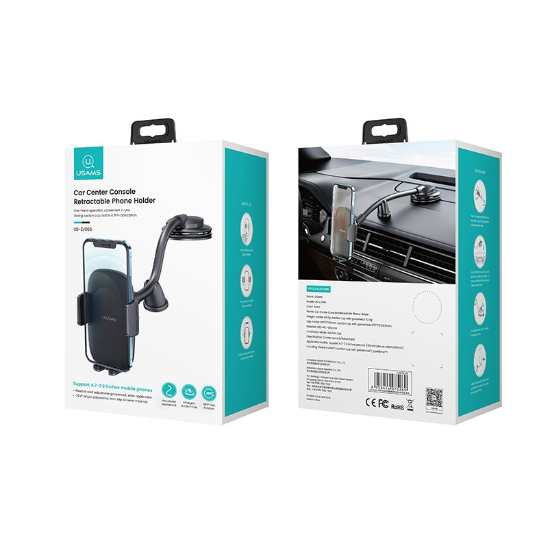 Usams ZJ065 Car Holder Console Retractable Holder Mobil 360 Rotation