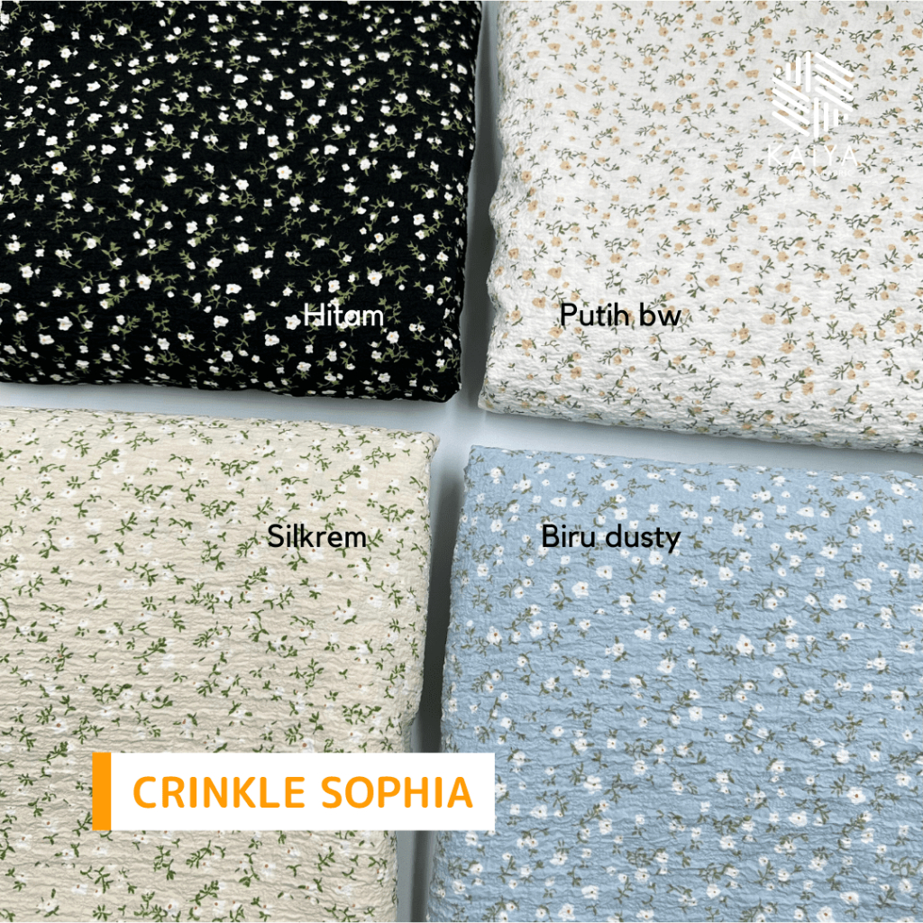Premium Bahan Kain Crinkle Kringkle Kringkel Motif Sophia Kaiya Textile Fabric Per 0,5 Meter