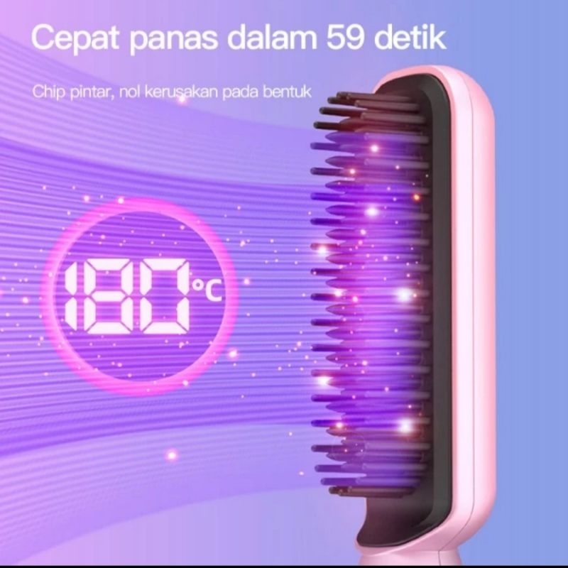 Omfu sisir pelurus rambut/sisir catokan curly keriting 2 in 1 SC01