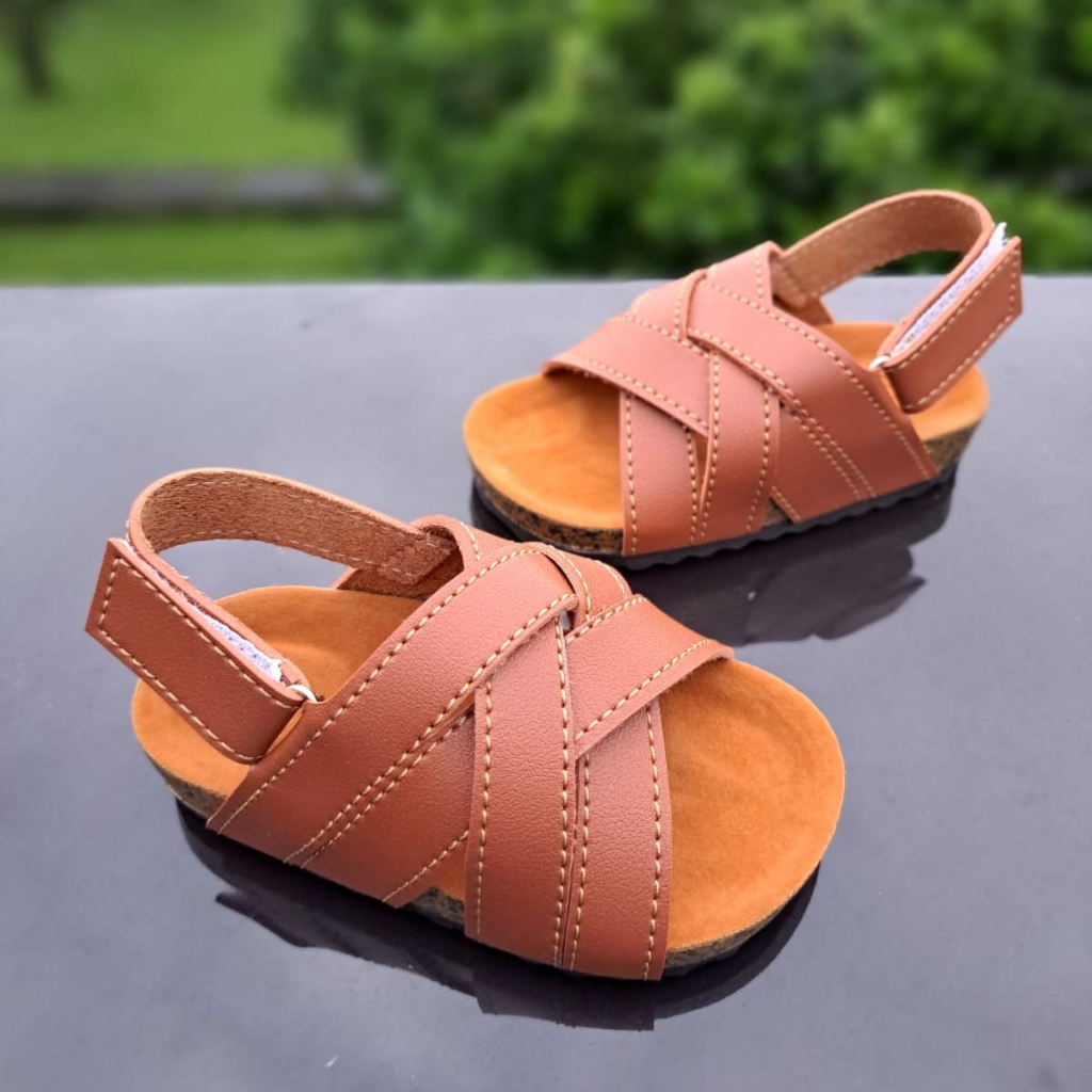 TOKOERS SP05 Sandal Puyuh Anak Unisex Motif Tali Silang Umur 1 2 3 tahun - Bahan Kulit Sintesis - Anti Slip