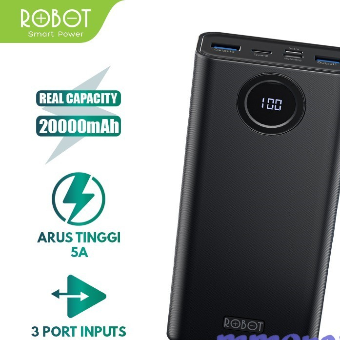 Robot RT23 Powerbank 20000mAh 3 Port Input Output 5A 22.5W QC - RT23 KHUSUS BATAM