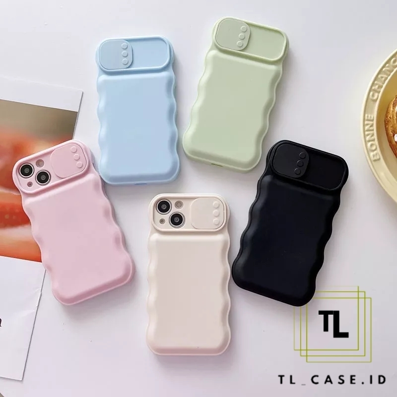 WSC - IPHONE X XS XR 11 11 PRO 11 PRO MAX 12 12 PRO 12 PRO MAX 13 13 PRO 13 PRO MAX 14 14 PRO 14 PRO MAX - WAVE pastel slide candy soft case gelombang berwarna macaroni