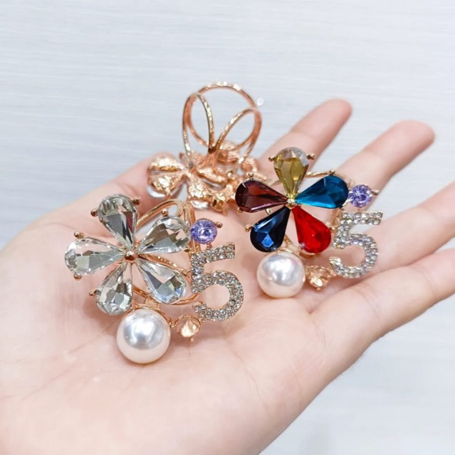 Ring bros cincin / Ring hijab jilbab / Ring Syal bunga mote warni diamond angka 5