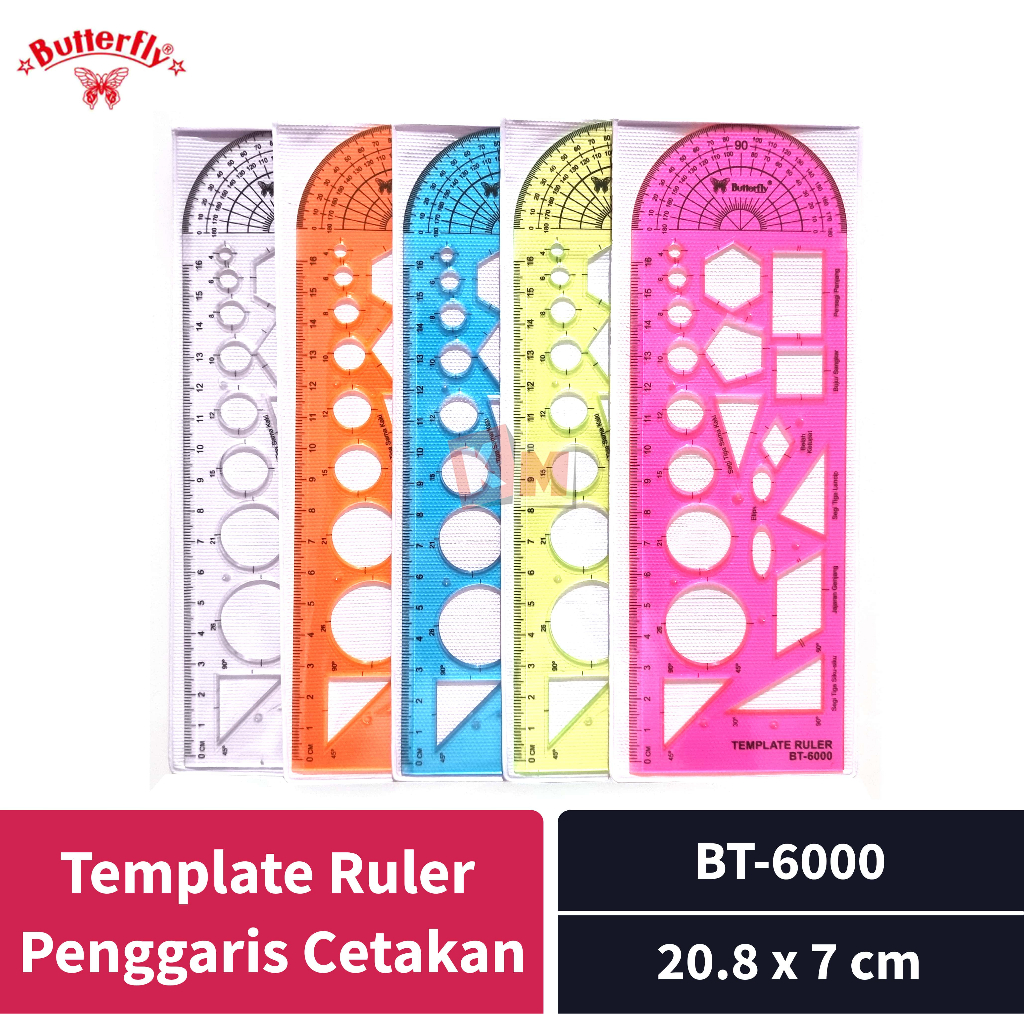 Template Ruler / Penggaris Cetakan Butterfly BT-6000 / Bangun Datar Matematika