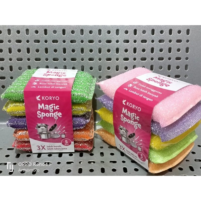 sponge cuci piring rainbow isi 5/magic sponge cuci isi 5