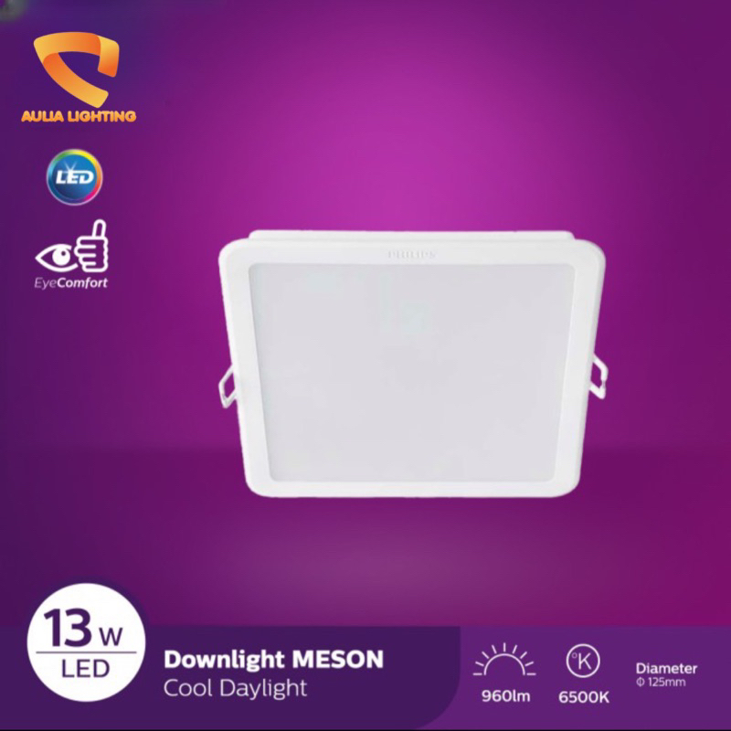 LAMPU DOWNLIGHT KOTAK PANEL 13W PHILIPS LED MESON 59465 SQ 13WATT 13 W WATT HIAS PLAFON KAMAR TIDUR HOTEL CAFE RUMAH MINIMALIS SNI ORIGINAL GARANSI D125 5 INCH 3000K 6500K