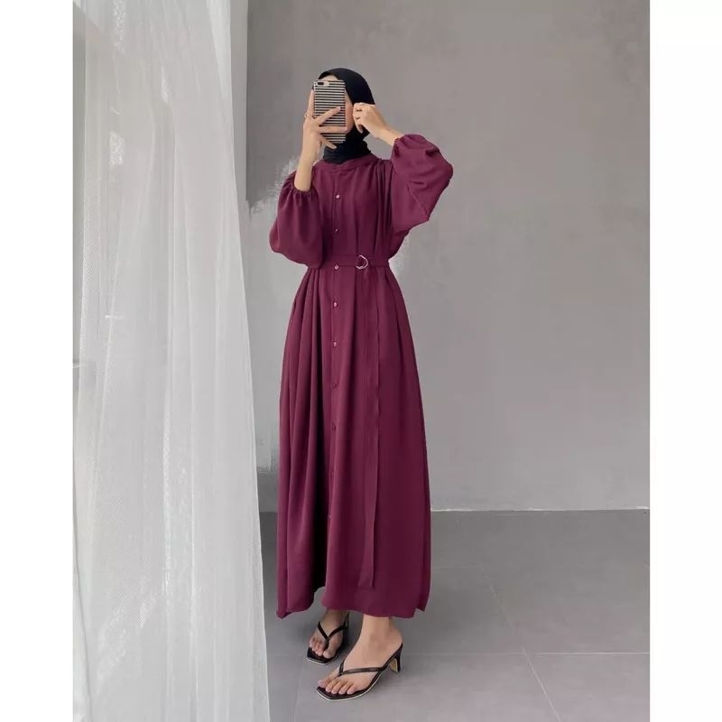 Ysabina Dress Remaja Gamis Cringkle LD 110 Full kancing