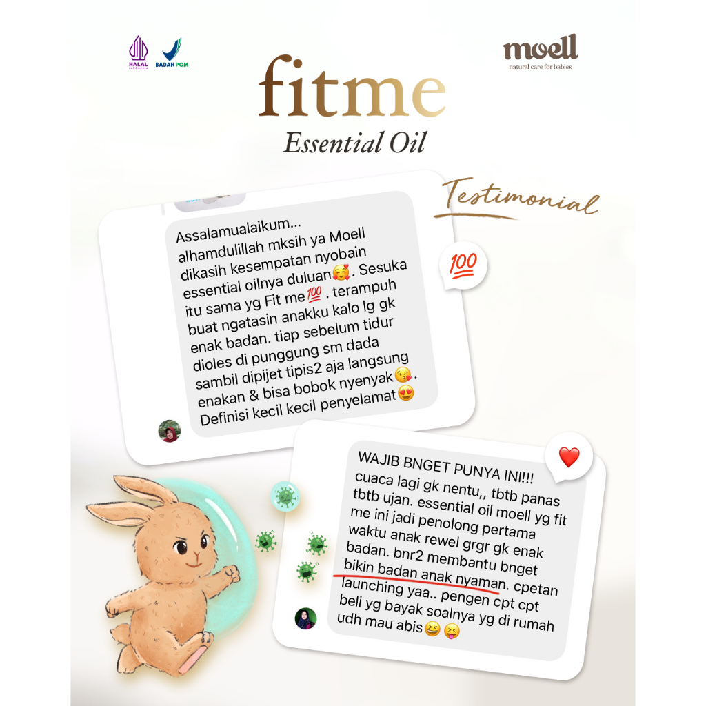 Moell Fitme Natural Essential Oil / Bantu Menyegarkan Tubuh Anak / BPOM