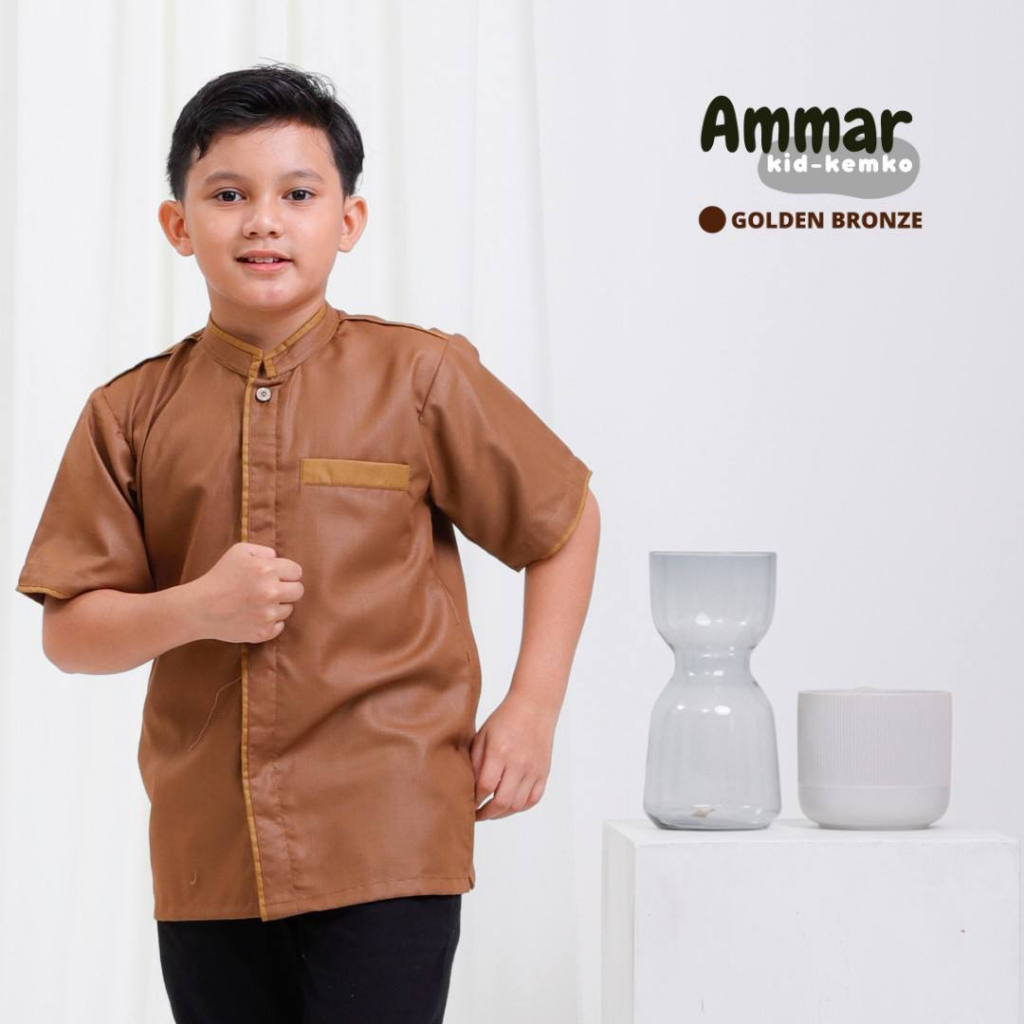 Riskirich Ammar Kemko Kids Kemeja Koko Lengan Pendek Bahan Katun Toyobo Premium Super Nyaman