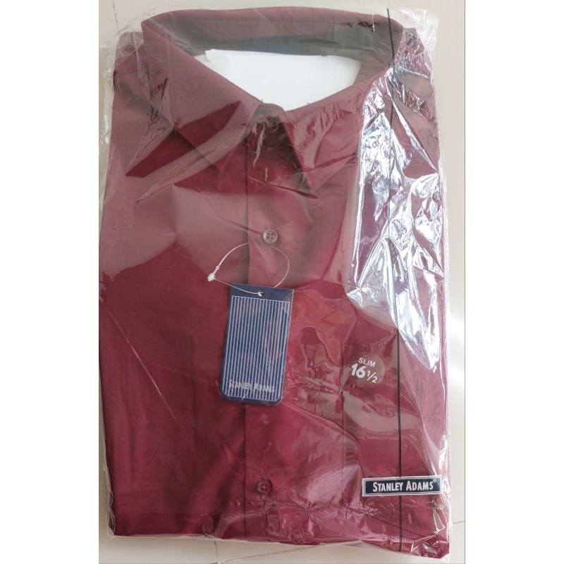 Kemeja Merah Pria NEW Stanley Adams Maroon SlimFit 16,5
