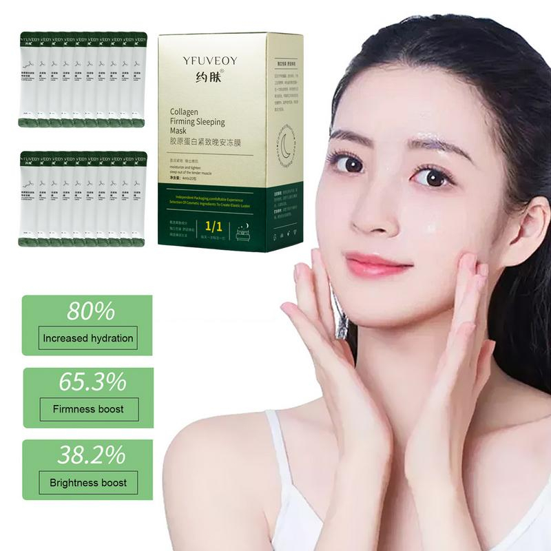 20 Pcs/Kotak Korea Collagen Firming Sleeping Mask Untuk Anti Kerut Melembabkan &amp; Mencerahkan Masker Wajah Wash Free Facial Gel Mask