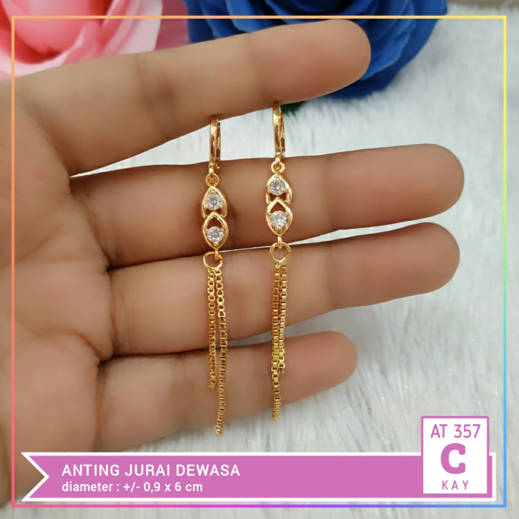 Anting xuping dewasa jurai love bulat permata zircon perhiasan lapis emas gold AT 357