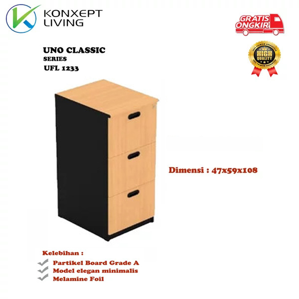 UNO FILLING CABINET 3 LACI MEJA KANTOR UFL 1233