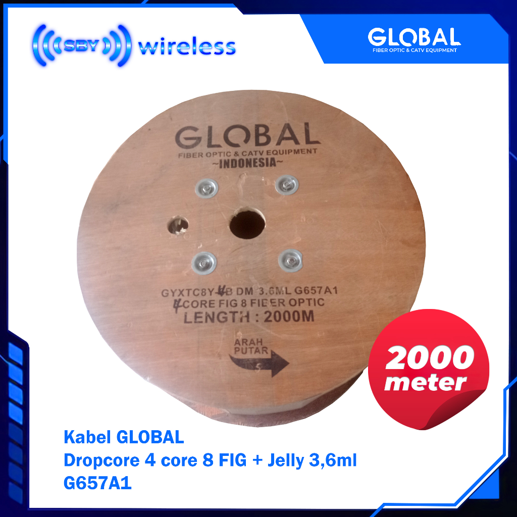 Global Kabel FO 4 Core FIG 8 + Jelly 3,6ml G657A1 Fiberoptic Cable 2000Meter