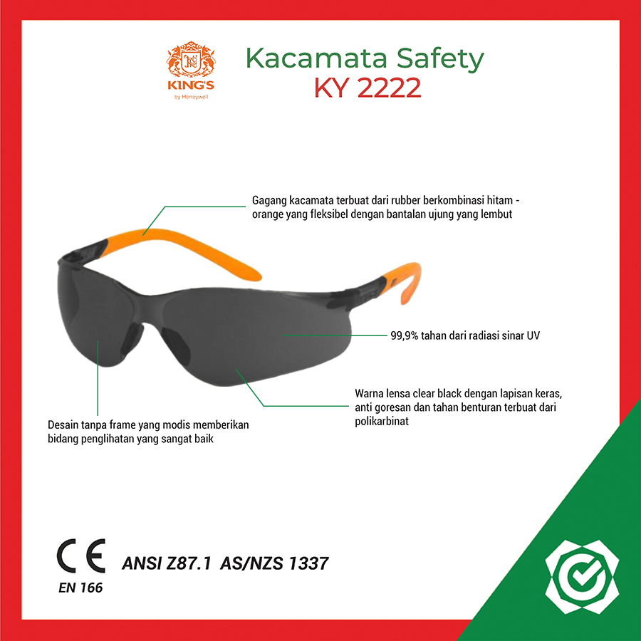 Kacamata Safety Kings Grey KY2222 Original