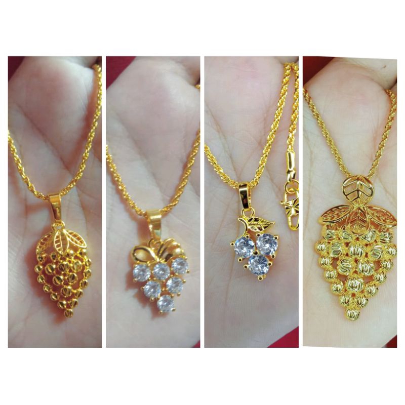 kalung tambang anggur 45cm,50dan 60cm lapis emas 24k