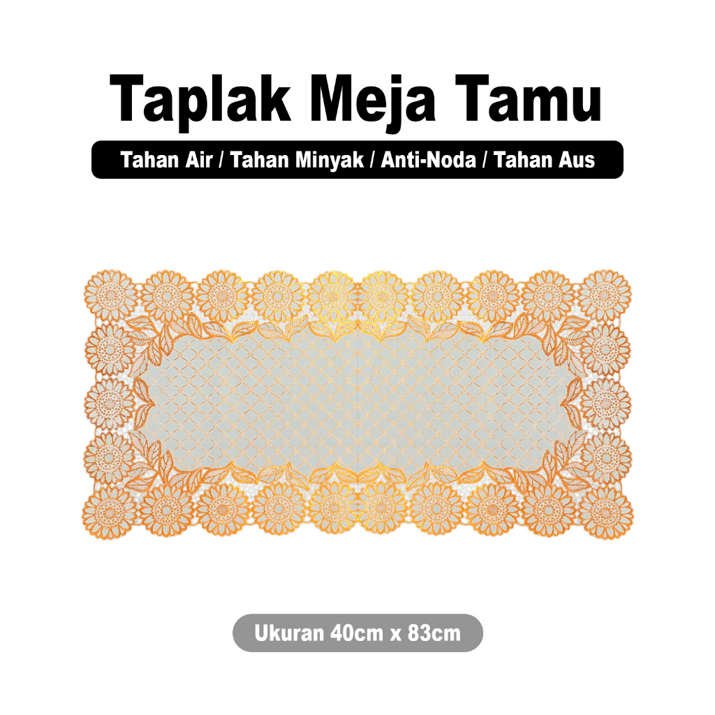 Taplak Meja Tamu Motif Bunga Size 40x85cm Persegi Panjang Bahan PVC Tebal Premium Perlengkapan Dekorasi Rumah Tangga Import - D2 - Comforthomes