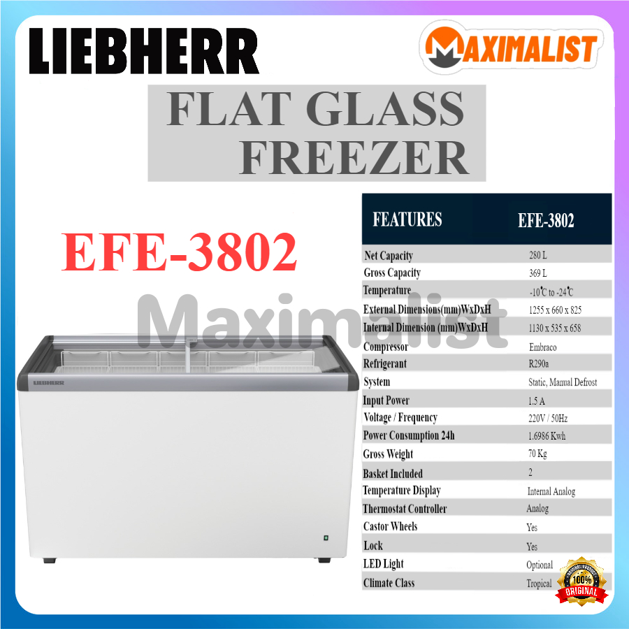 LIEBHERR EFE-3802 EFE-4602 EFE-6002 Sliding Flat Glass Freezer / Freezer Sliding Kaca Rata / Lemari Pembeku / Freezer Box Pembeku Makanan / Peti Pembeku / Freezer Box Pendingin / Freezer Kaca Datar / Freezer Pintu Geser