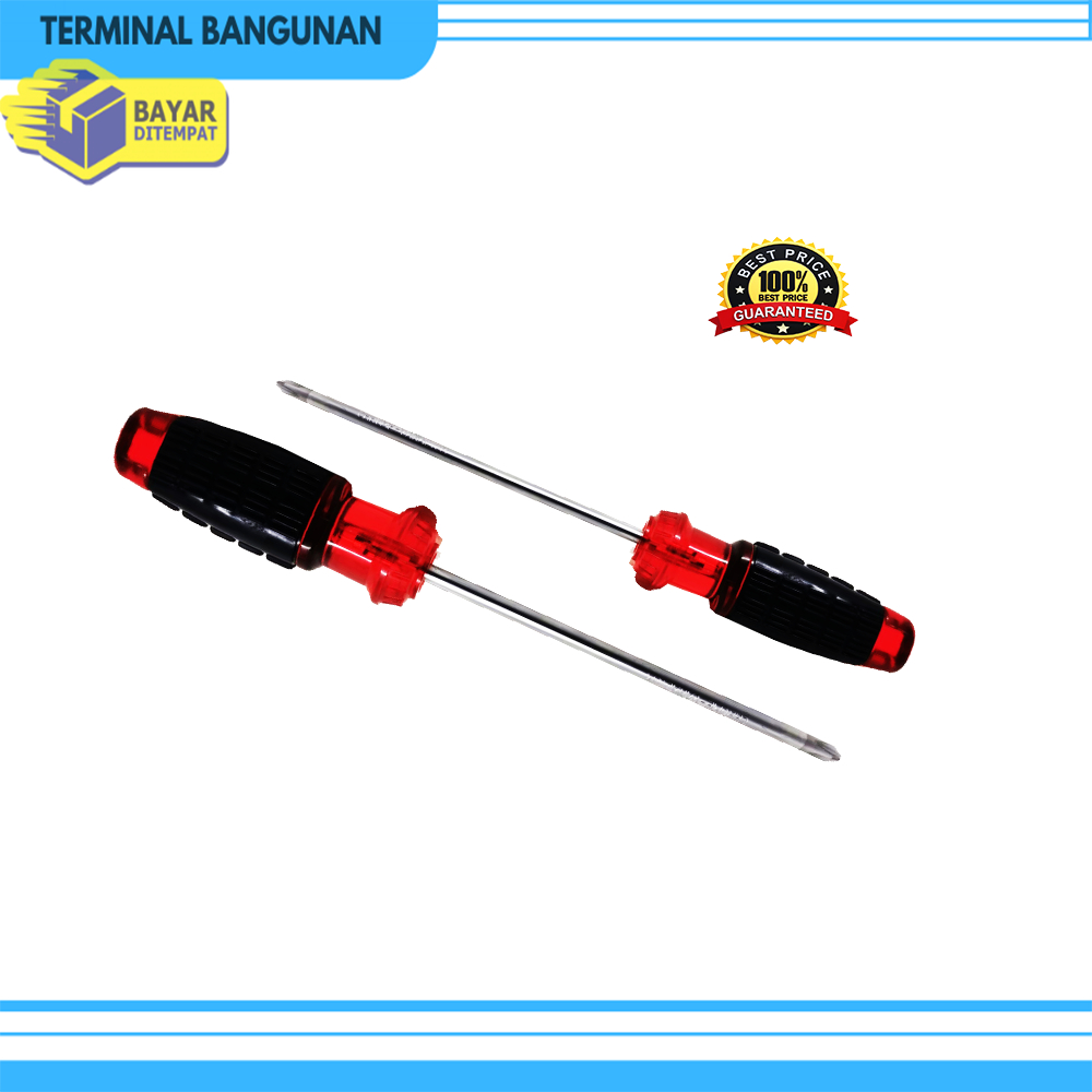 Obeng Plus Kembang Gagang Karet Merah SIYOTA 5 6 8 12 inch ( Popeye )