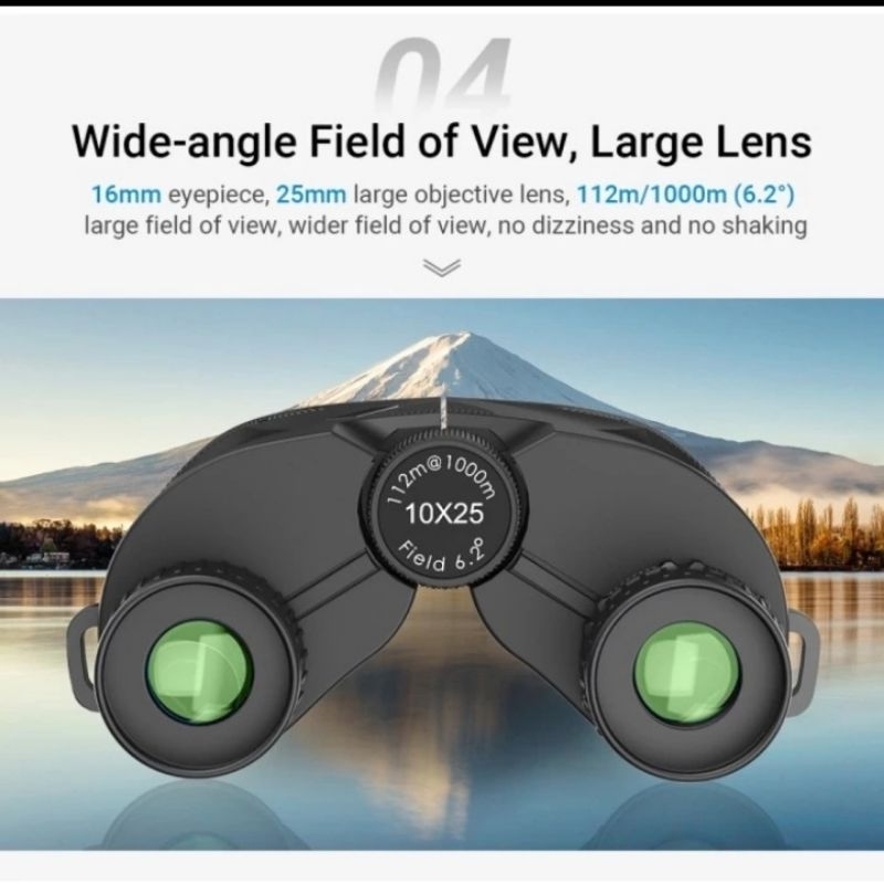 Teropong Binocular Bushnell 10X25 Wide Angle View HD Lensa Jernih Bening Outdoor