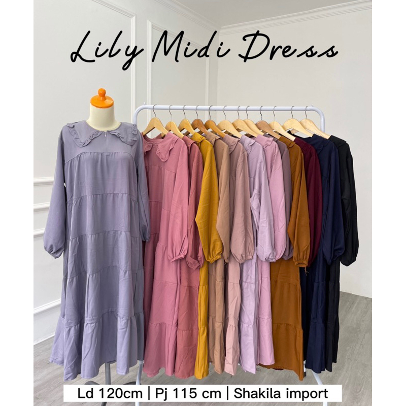 FLAS SALE LILY MIDI DRESS SHAKILA LONG TUNIK ALL SIZE FIT XXL JUMBO BUMIL MURAH GROSIR